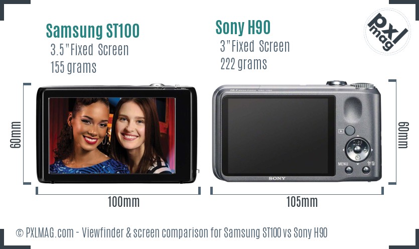 Samsung ST100 vs Sony H90 Screen and Viewfinder comparison