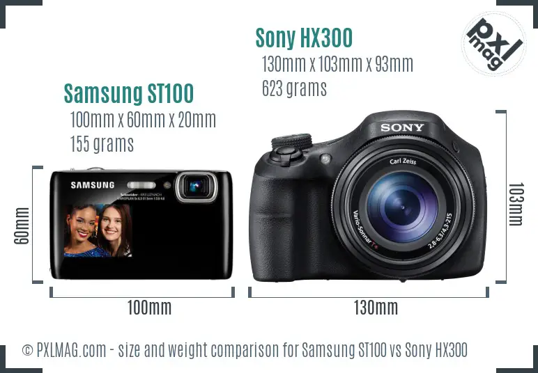 Samsung ST100 vs Sony HX300 size comparison