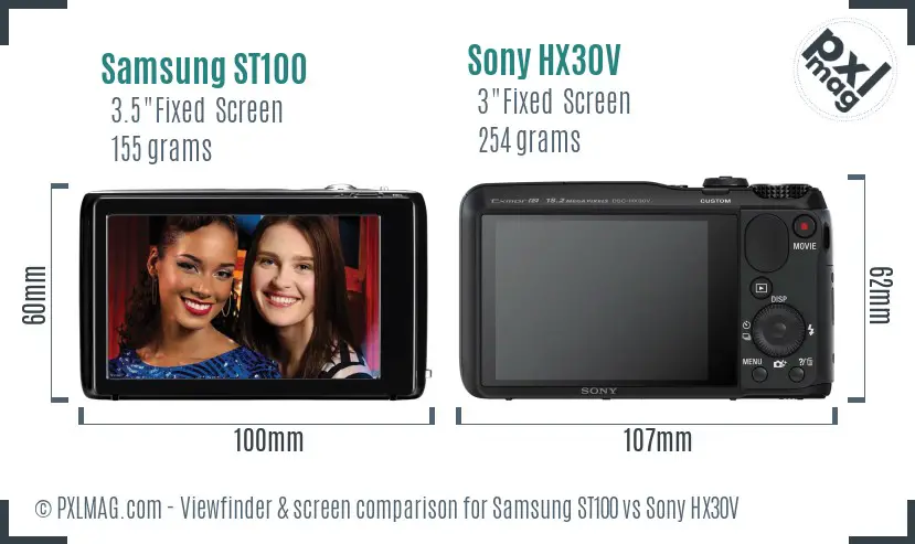 Samsung ST100 vs Sony HX30V Screen and Viewfinder comparison Samsung ST100 vs Sony HX30V Screen and Viewfinder comparison