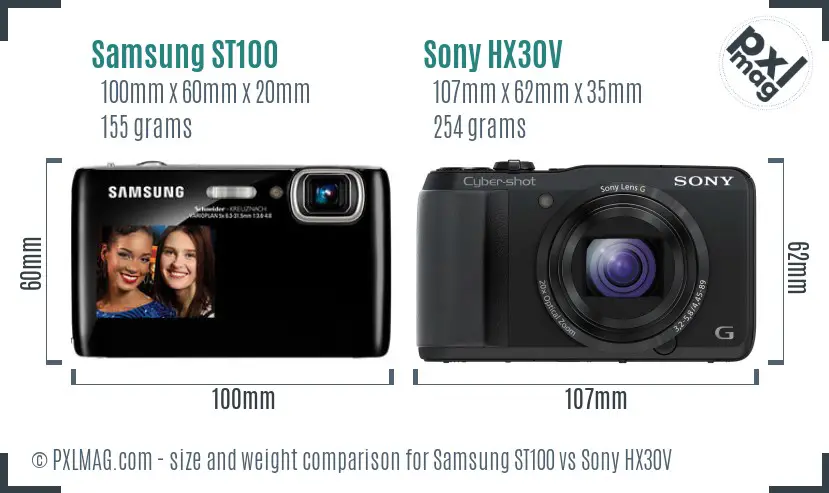 Samsung ST100 vs Sony HX30V size comparison Samsung ST100 vs Sony HX30V size comparison