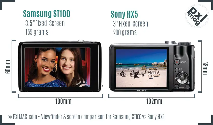 Samsung ST100 vs Sony HX5 Screen and Viewfinder comparison Samsung ST100 vs Sony HX5 Screen and Viewfinder comparison