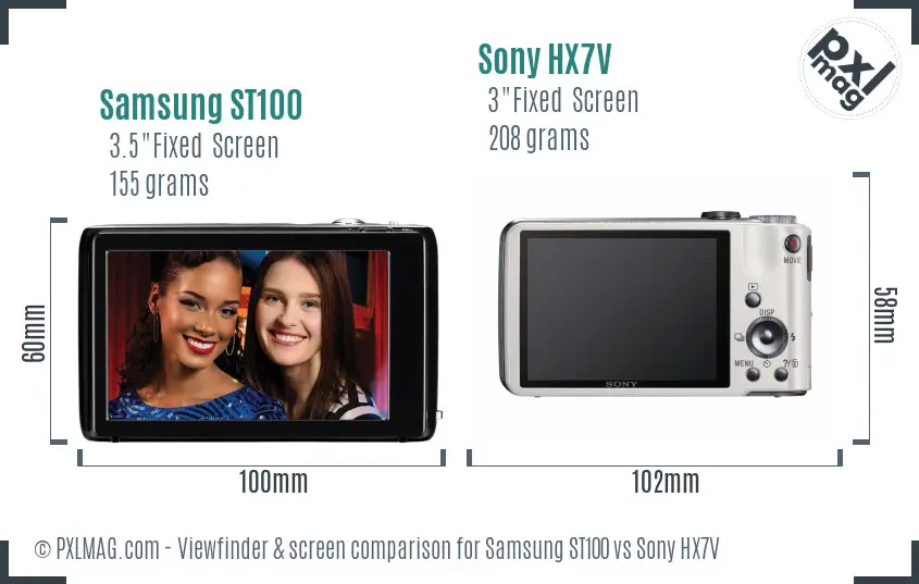 Samsung ST100 vs Sony HX7V Screen and Viewfinder comparison