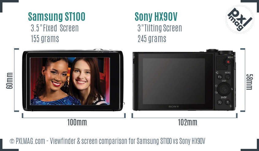 Samsung ST100 vs Sony HX90V Screen and Viewfinder comparison