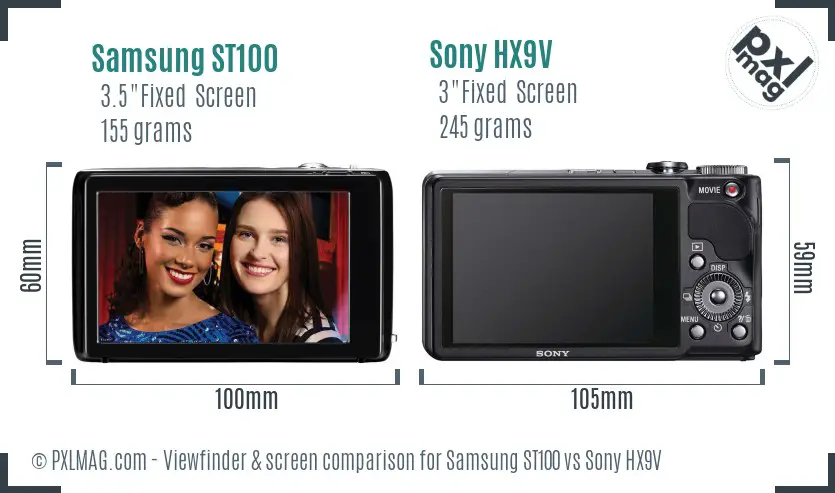 Samsung ST100 vs Sony HX9V Screen and Viewfinder comparison