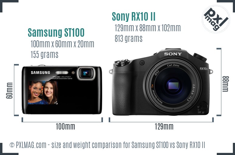 Samsung ST100 vs Sony RX10 II size comparison