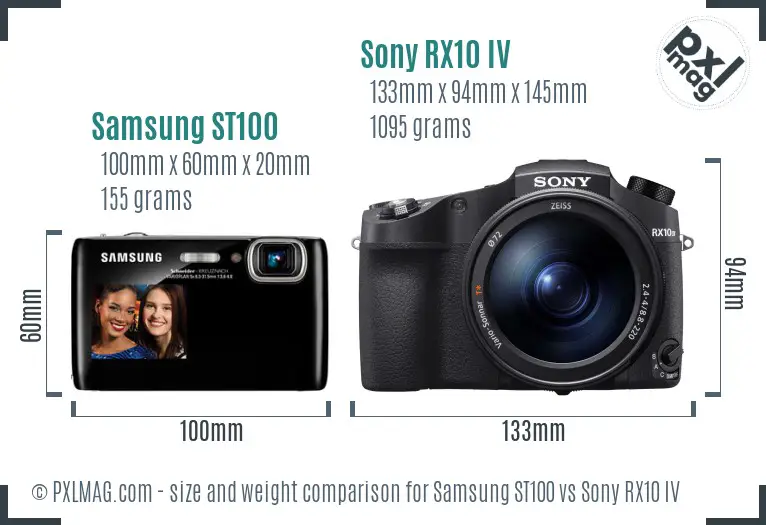 Samsung ST100 vs Sony RX10 IV size comparison