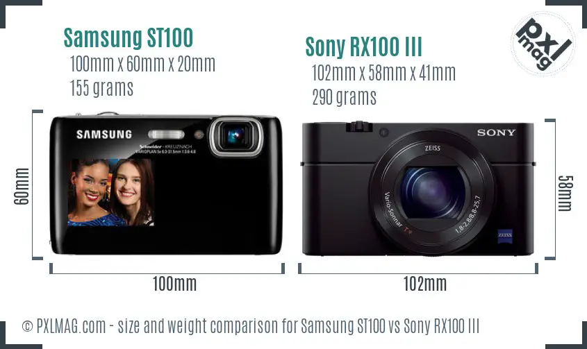 Samsung ST100 vs Sony RX100 III size comparison