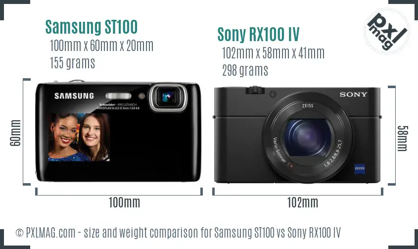 Samsung ST100 vs Sony RX100 IV size comparison