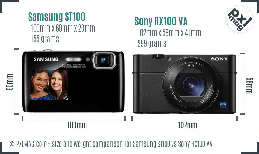 Samsung ST100 vs Sony RX100 VA size comparison