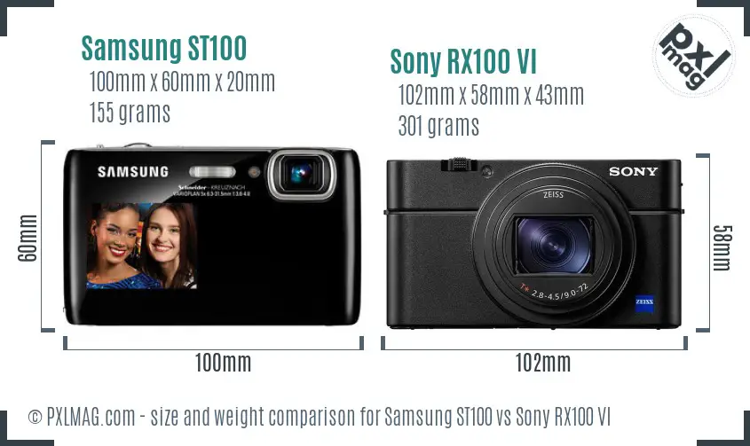 Samsung ST100 vs Sony RX100 VI size comparison