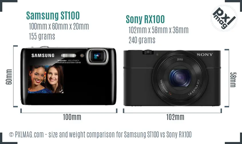 Samsung ST100 vs Sony RX100 size comparison Samsung ST100 vs Sony RX100 size comparison