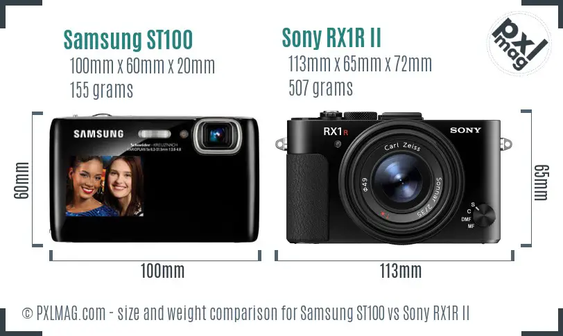 Samsung ST100 vs Sony RX1R II size comparison