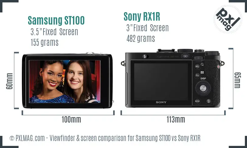Samsung ST100 vs Sony RX1R Screen and Viewfinder comparison