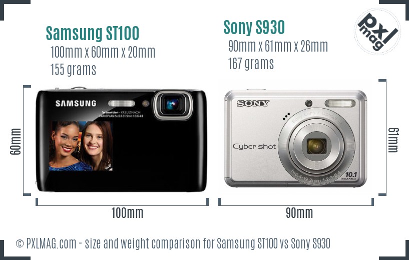 Samsung ST100 vs Sony S930 size comparison