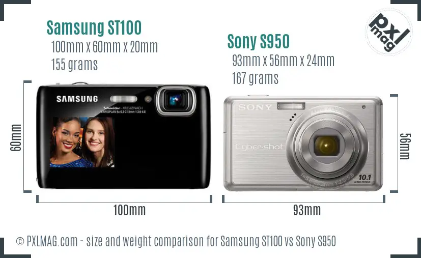 Samsung ST100 vs Sony S950 size comparison