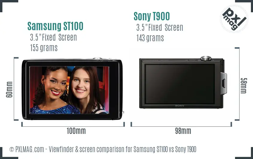 Samsung ST100 vs Sony T900 Screen and Viewfinder comparison