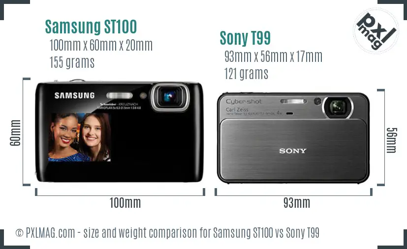 Samsung ST100 vs Sony T99 size comparison