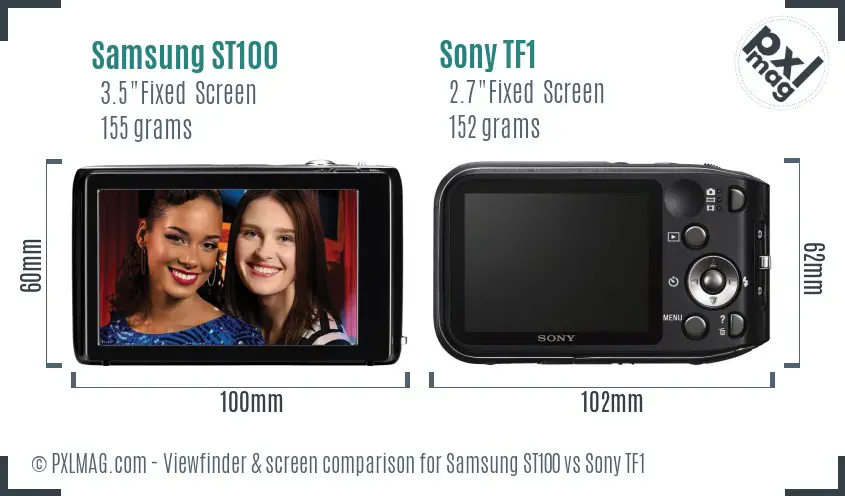 Samsung ST100 vs Sony TF1 Screen and Viewfinder comparison