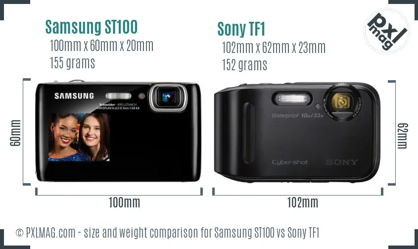 Samsung ST100 vs Sony TF1 size comparison