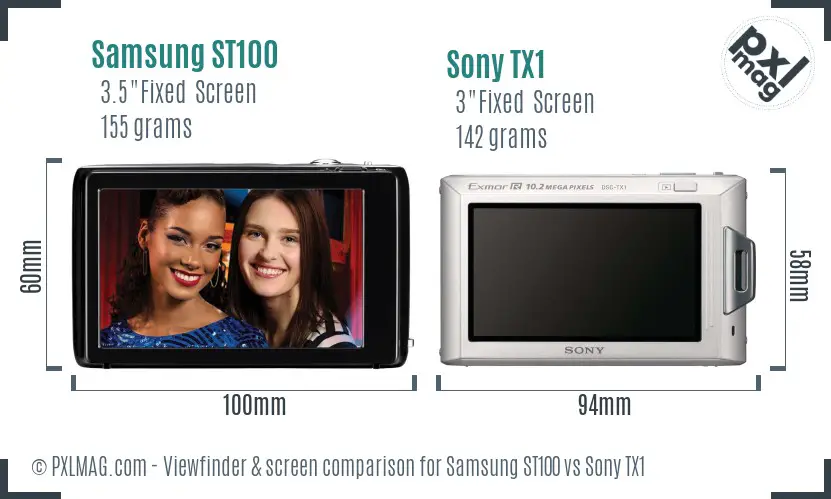 Samsung ST100 vs Sony TX1 Screen and Viewfinder comparison Samsung ST100 vs Sony TX1 Screen and Viewfinder comparison