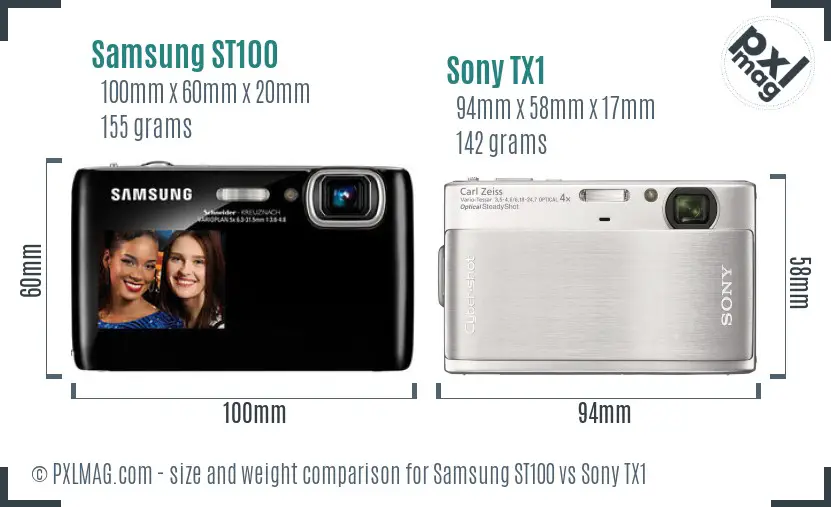 Samsung ST100 vs Sony TX1 size comparison Samsung ST100 vs Sony TX1 size comparison