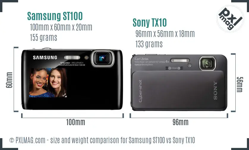Samsung ST100 vs Sony TX10 size comparison