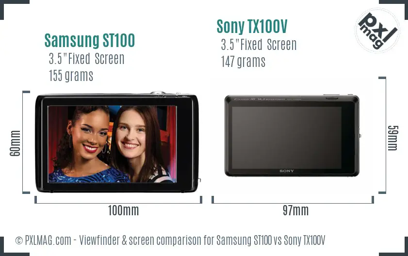 Samsung ST100 vs Sony TX100V Screen and Viewfinder comparison