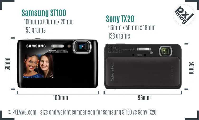 Samsung ST100 vs Sony TX20 size comparison