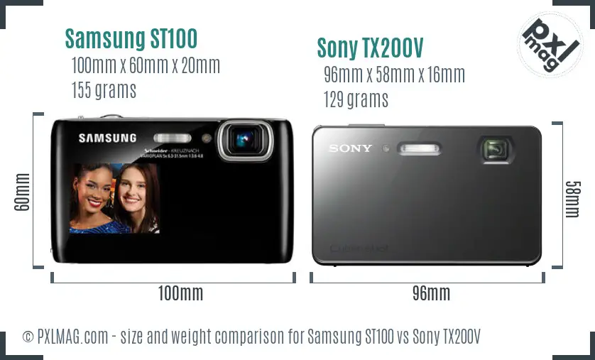 Samsung ST100 vs Sony TX200V size comparison