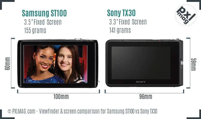Samsung ST100 vs Sony TX30 Screen and Viewfinder comparison