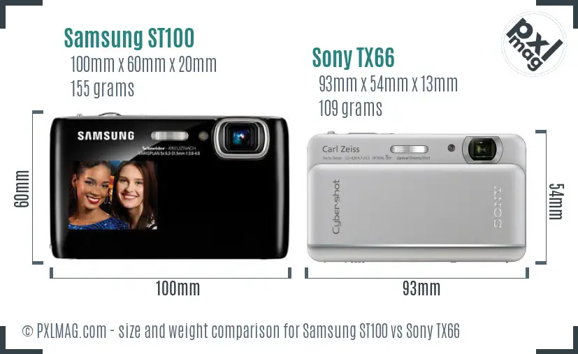 Samsung ST100 vs Sony TX66 size comparison