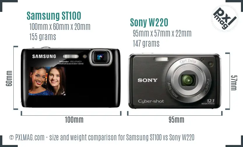 Samsung ST100 vs Sony W220 size comparison
