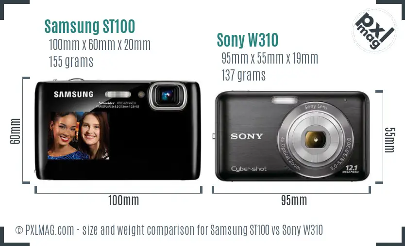Samsung ST100 vs Sony W310 size comparison
