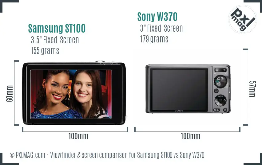 Samsung ST100 vs Sony W370 Screen and Viewfinder comparison