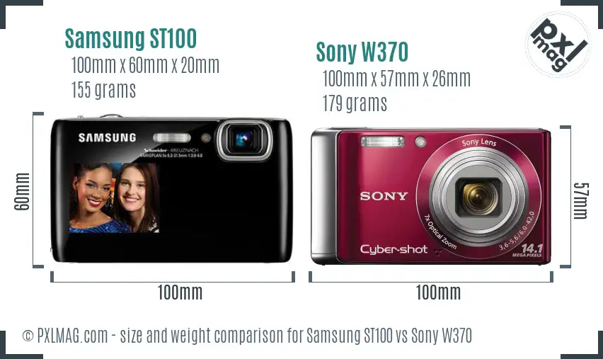 Samsung ST100 vs Sony W370 size comparison