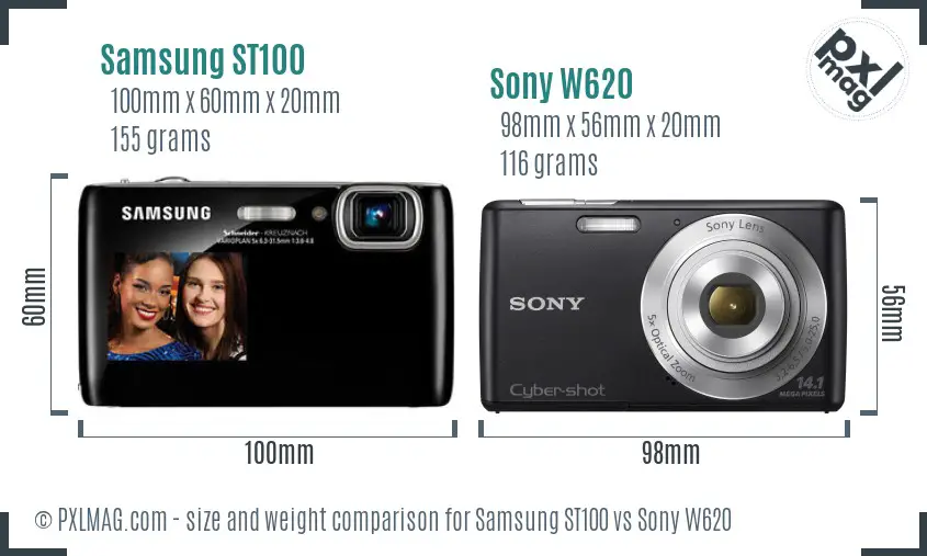 Samsung ST100 vs Sony W620 size comparison