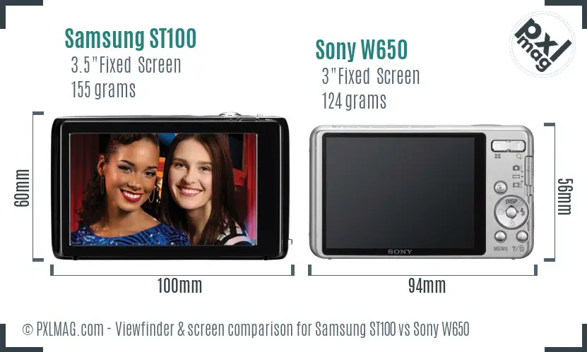 Samsung ST100 vs Sony W650 Screen and Viewfinder comparison Samsung ST100 vs Sony W650 Screen and Viewfinder comparison