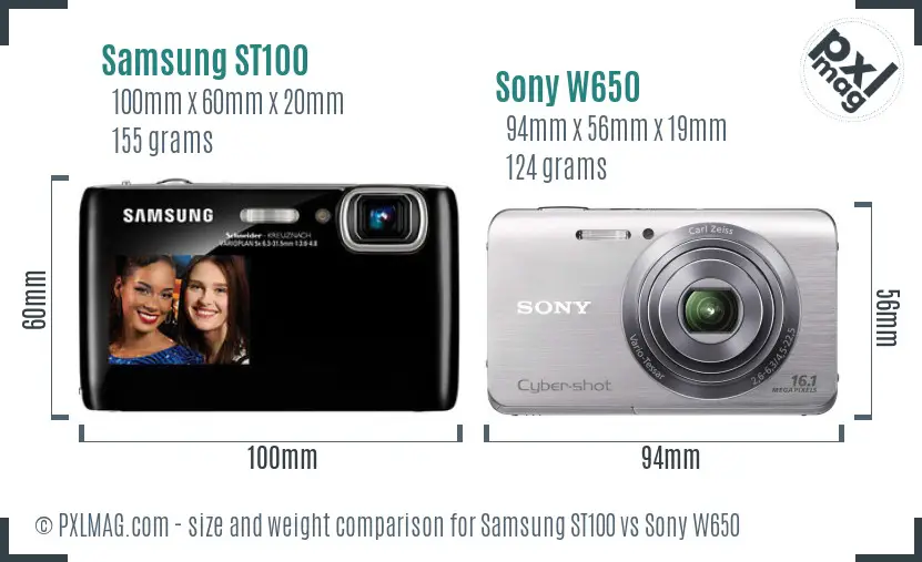 Samsung ST100 vs Sony W650 size comparison Samsung ST100 vs Sony W650 size comparison