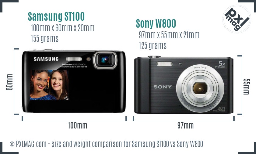 Samsung ST100 vs Sony W800 size comparison