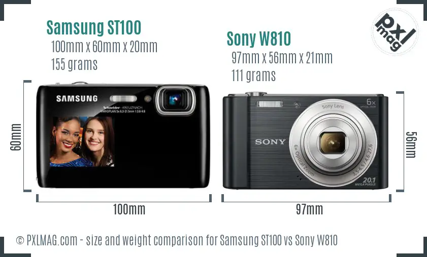 Samsung ST100 vs Sony W810 size comparison