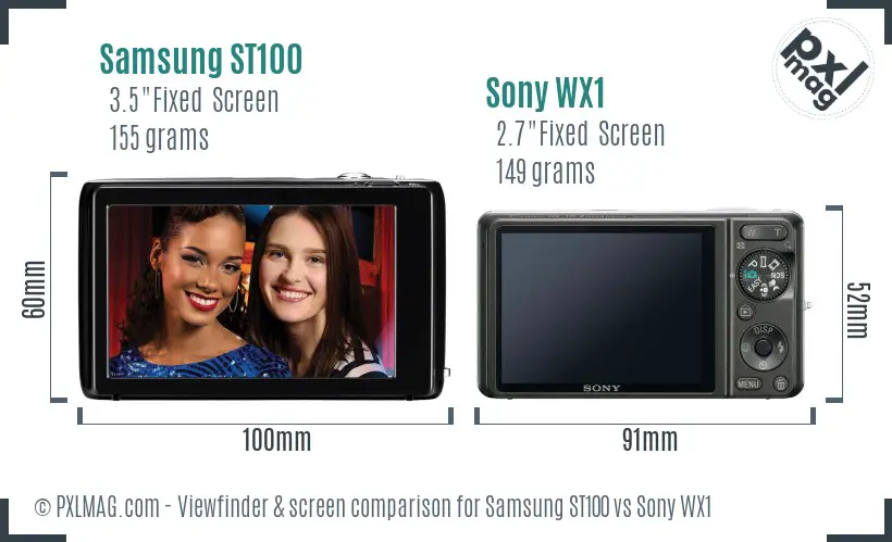 Samsung ST100 vs Sony WX1 Screen and Viewfinder comparison