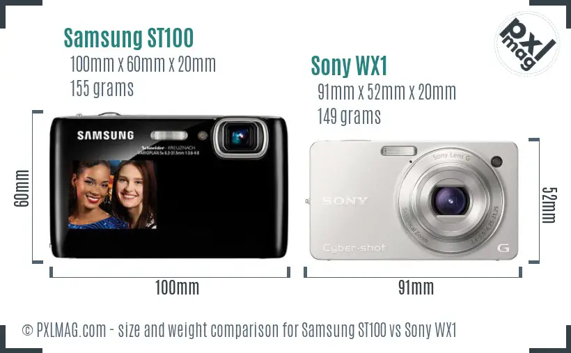 Samsung ST100 vs Sony WX1 size comparison