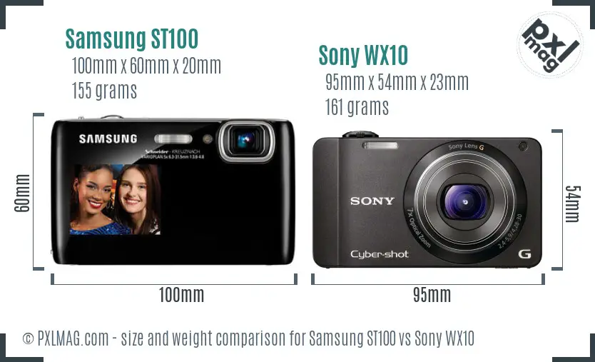 Samsung ST100 vs Sony WX10 size comparison