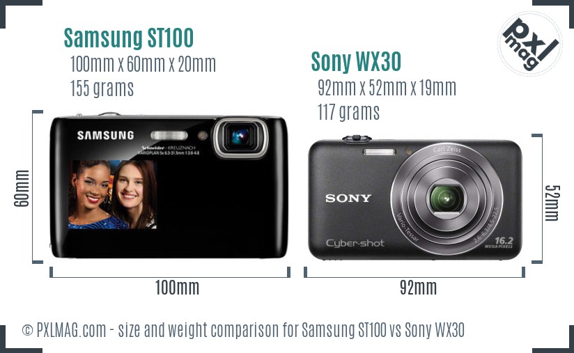 Samsung ST100 vs Sony WX30 size comparison