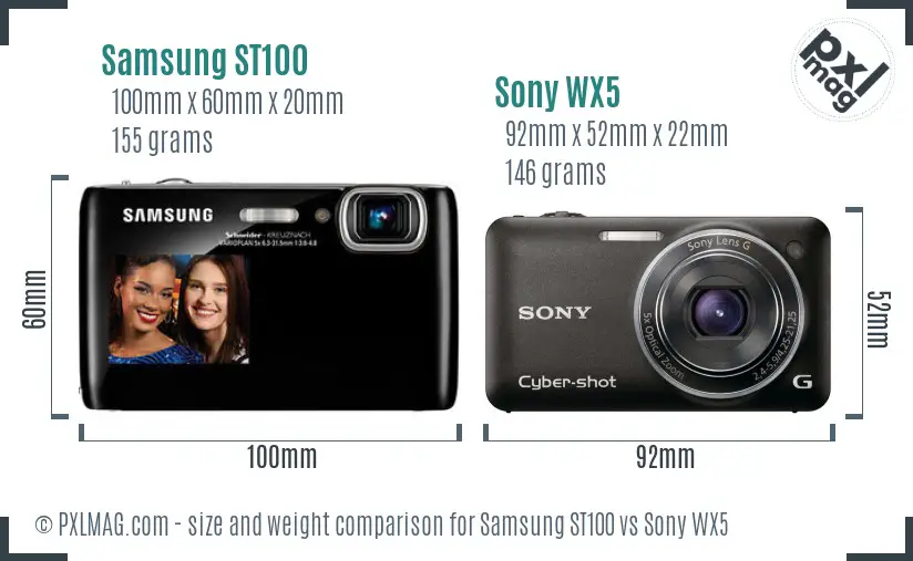 Samsung ST100 vs Sony WX5 size comparison