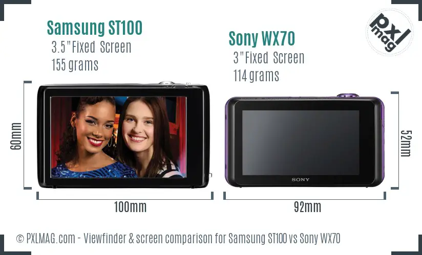 Samsung ST100 vs Sony WX70 Screen and Viewfinder comparison