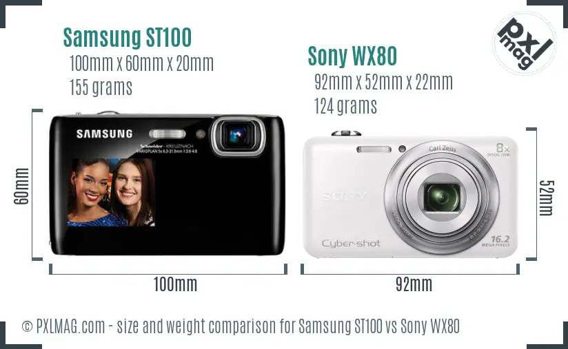 Samsung ST100 vs Sony WX80 size comparison