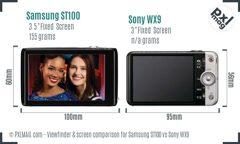 Samsung ST100 vs Sony WX9 Screen and Viewfinder comparison
