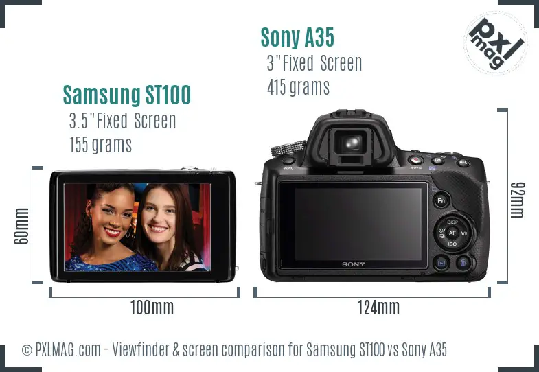 Samsung ST100 vs Sony A35 Screen and Viewfinder comparison