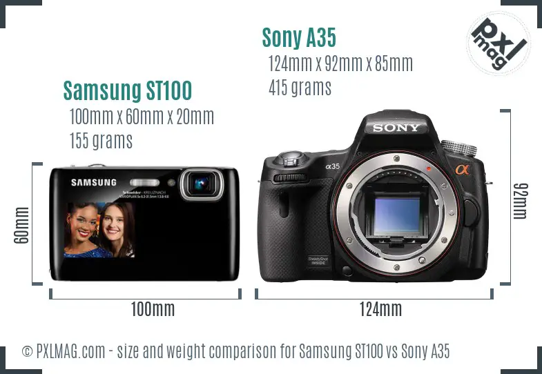 Samsung ST100 vs Sony A35 size comparison